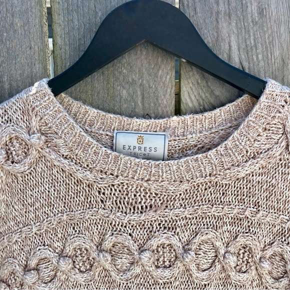 Vintage Express Sweater | Hong Kong Tag | Neutral Ribbed Knit | Size M - Picture 5 of 13